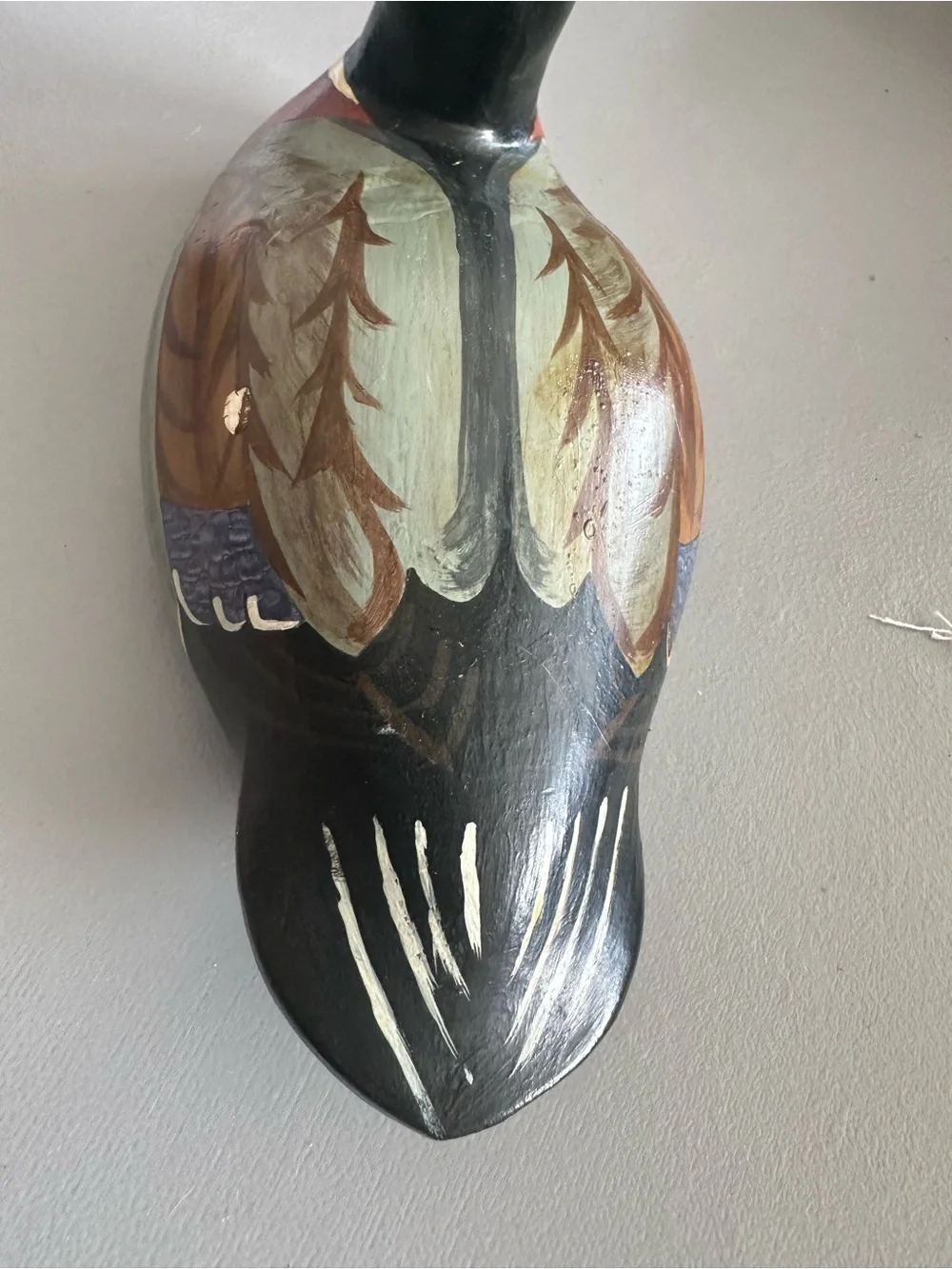 Vintage Hand-Painted Mallard Duck Décor - Green and Brown